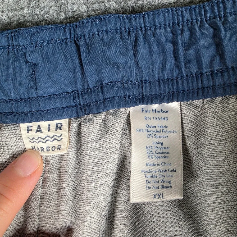Fair Harbor Swim Trunks Mens XXL Blue Wave‎ Print Compression Lined